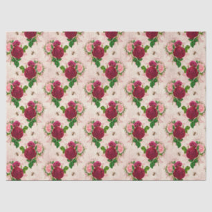 Papier Mousseline Découpage vintage de fleurs rouges et roses