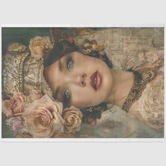 Papier Mousseline Découpage vintage de la dame Preppy (Recto)