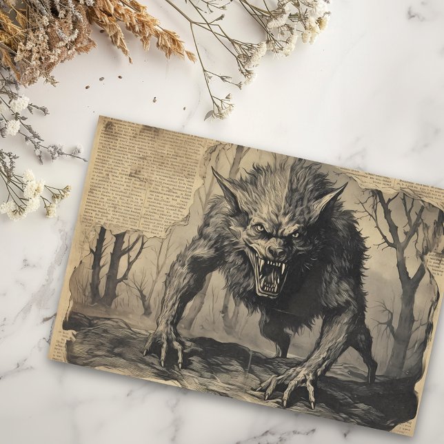 Papier Mousseline Découpage vintage de l'Halloween Werewolf (Créateur téléchargé)