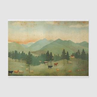 Papier Mousseline Découpage Vintage de vache agricole