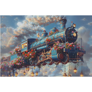 Papier Mousseline Découpage Vintage Express céleste Train volant