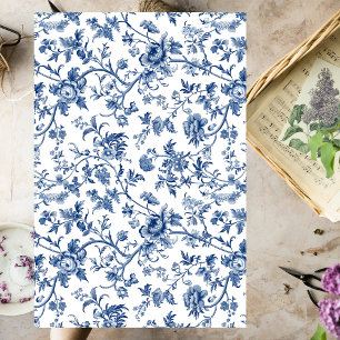 Papier Mousseline Découpage Vintage Floral bleu
