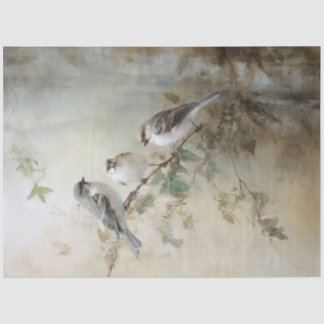 Papier Mousseline Découpage vintage Français Cottage Birds