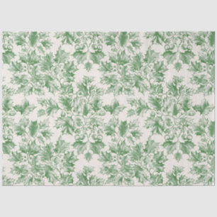 Papier Mousseline Découpage vintage Green Holly