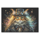 Découpage vintage Maine Coone Whimsical Steampunk