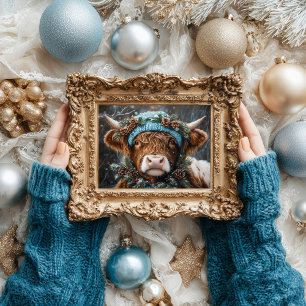Papier Mousseline Découpage Vintage Noël Highland Cow