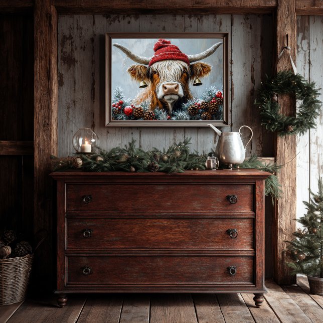 Papier Mousseline Découpage Vintage Noël Highland Cow (Créateur téléchargé)