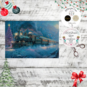 Papier Mousseline Découpage Vintage Noël Moteur à vapeur Train