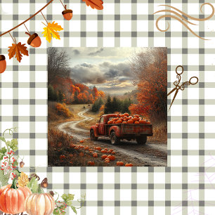 Papier Mousseline Découpage Vintage Orange Truck Automne saison Citr