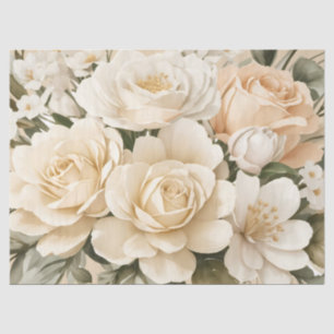 Papier Mousseline Découpage vintage Pastel Beige Floral