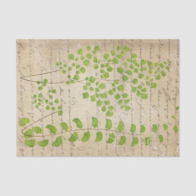 Papier Mousseline Découpage vintage vert Floral (Recto)