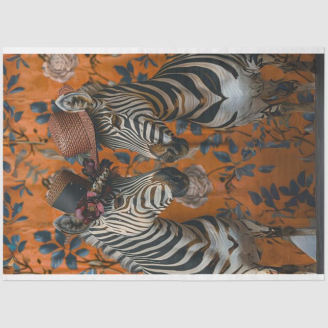 Papier Mousseline Découpage vintage Zebra Couple (Recto)