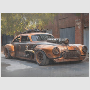 Papier Mousseline Découpage Voiture en cuivre vapeur Vintage