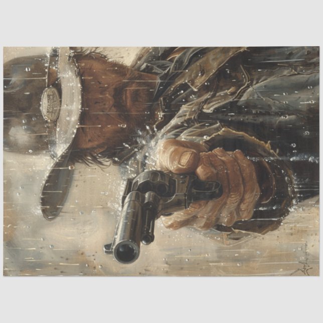 Papier Mousseline Découpage Western Classic Cowboy Gunfighter (Recto)