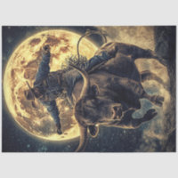 Découpage Western Cowboy Riding Bull Grande Lune