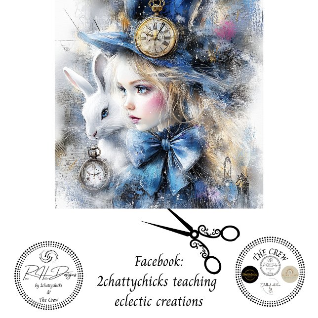 Papier Mousseline Découpage Whimsical Alice Adventure & Rabbit (Créateur téléchargé)