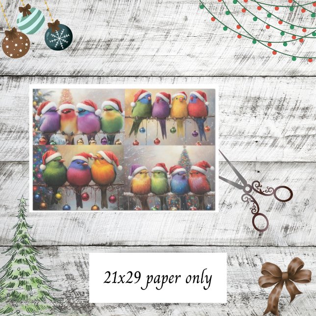Papier Mousseline Découpage Whimsical Christmas Birds Scrapbooking (Créateur téléchargé)