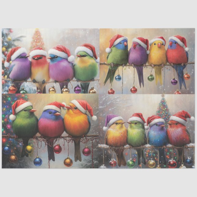 Papier Mousseline Découpage Whimsical Christmas Birds Scrapbooking (Recto)