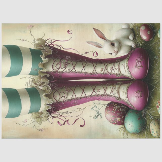 Papier Mousseline Découpage Whimsical Easter Magie Boots OEufs (Recto)