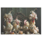 Découpage Whimsical Farm Chickens Tea Party