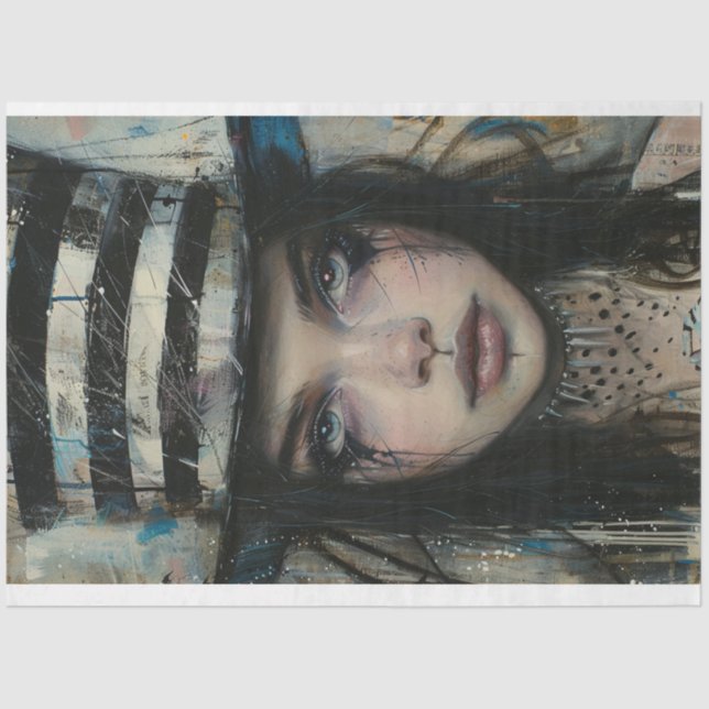 Papier Mousseline Découpage Whimsical Jester Girl Harlequin Star (Recto)