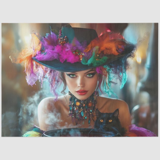 Papier Mousseline Découpage Whimsical Magie Bon Sorcière Tissu Pap (Recto)