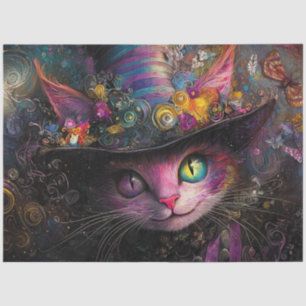Papier Mousseline Découpage Whimsical Multicolored Chat & Casquette
