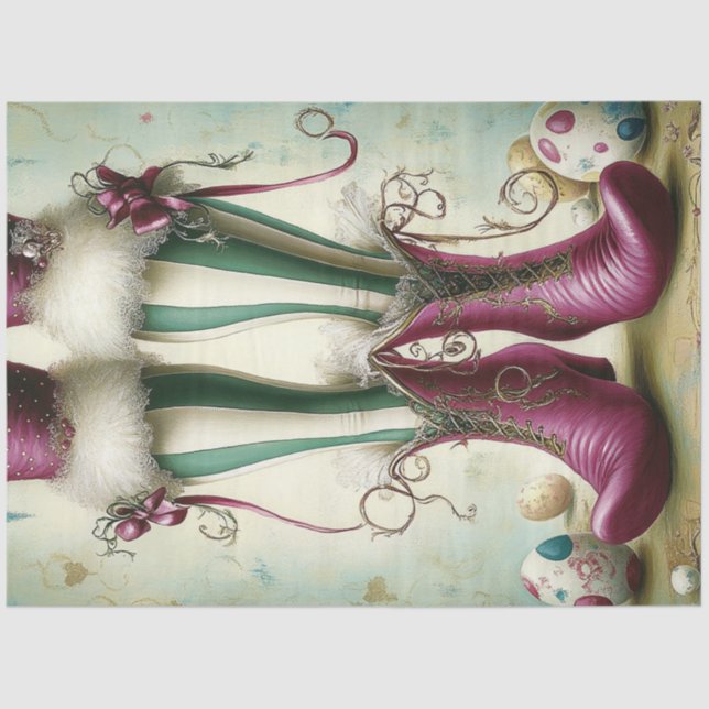 Papier Mousseline Découpage Whimsical Pâques Stripé Bas OEufs (Recto)