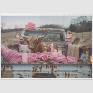 Papier Mousseline Découpage Whimsical Romantic Cadre Highland Cow