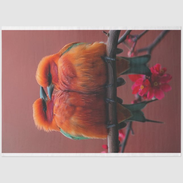 Papier Mousseline Découpage Whimsical Vibrant Inséparables colorés (Recto)