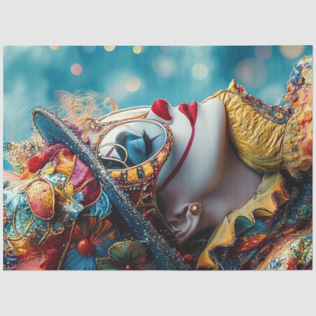 Papier Mousseline Découpage Whimsical Woman Circus Costume Design (Recto)