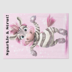 Papier Mousseline Découpage Whimsical Zebra White & Sparkly Zuni