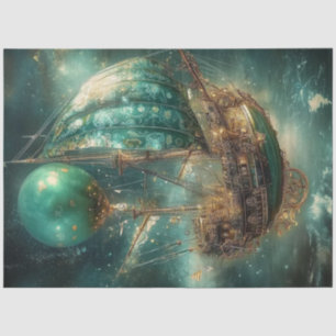 Papier Mousseline Découpage Whimsship Hot Air Balloon Greens