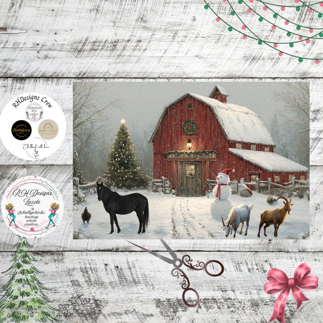 Papier Mousseline Decoupage Winter Barnyard Christmas At Debbie's  (Créateur téléchargé)