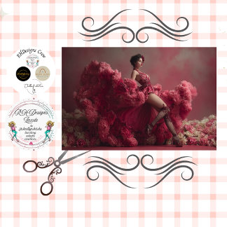 Papier Mousseline Decoupage Woman Floral Fantasy Corset Valentine