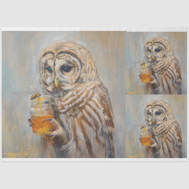 Papier Mousseline Découpage X3 du hibou apiculteur (Recto)