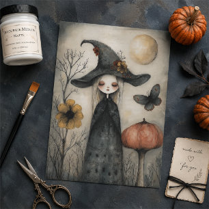 Papier Mousseline Découpe de Halloween de sorcière rêveuse et fantai