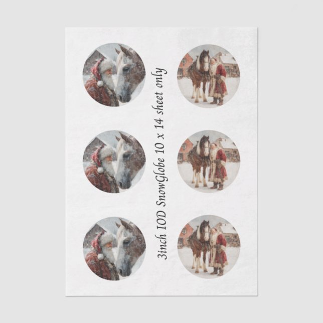 Papier Mousseline Découpe flacon de neige Père Noël & Cheval  (Recto)