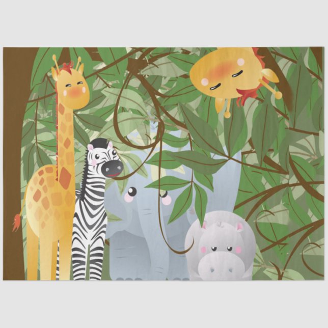 Papier Mousseline Dédoupage de la pépinière d'animaux de la jungle (Recto)