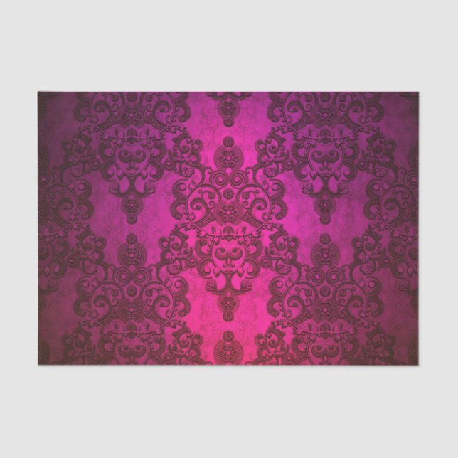 Papier Mousseline Deep Majenta Damask (Recto)