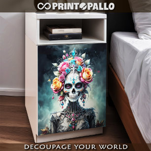 Papier Mousseline Déesse crânienne en fleurs - Lady Death