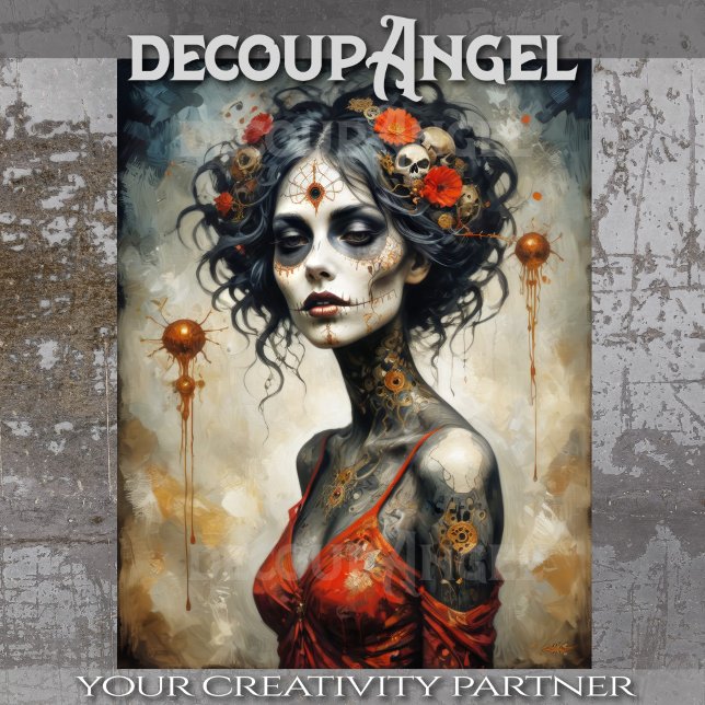 Papier Mousseline Déesse gothique Père Noël Muerte - Découpage - (Créateur téléchargé)