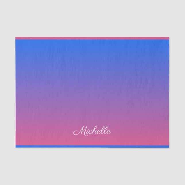 Papier Mousseline dégradé bleu et rose foncé personnalisé (Recto)