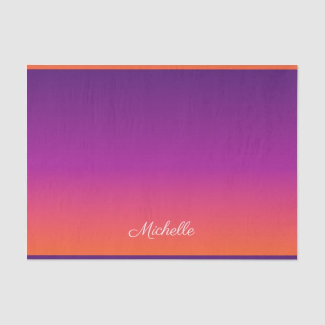 Papier Mousseline dégradé violet, rose et orange foncé (Recto)