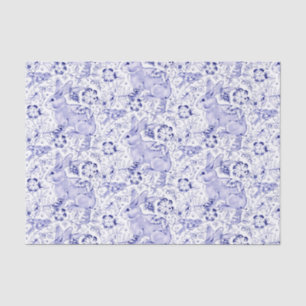 Papier Mousseline Delft Lapin Bleu Lapin Oiseaux Élégante Chinoise