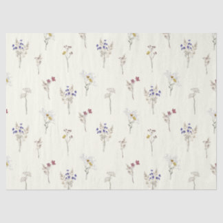 Papier Mousseline Delicate Meadow Wildflowers on Ivory White