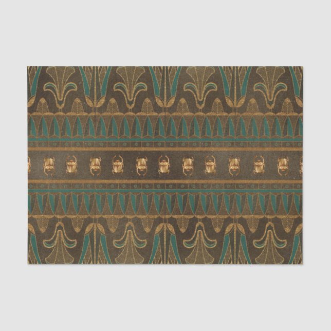 Papier Mousseline Dendroctone du scarab égyptien vert et or (Recto)