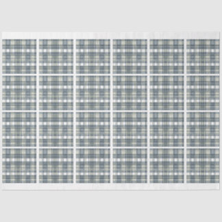 Papier Mousseline Denim Blue Sage Vert Blanc Plaid Découpage Carrela