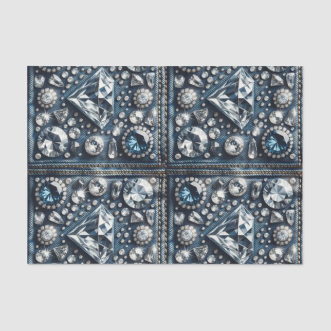 Papier Mousseline Denim & Diamonds Bling Bijou Glamour (Recto)