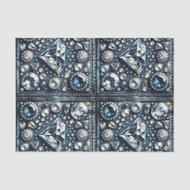 Papier Mousseline Denim & Diamonds Bling Gemstone Glam Jewes (Recto)